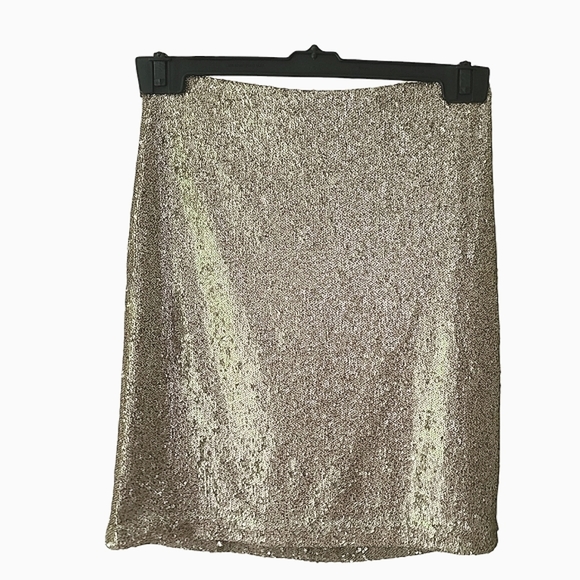 White House Black Market - Gold - Sequin Pencil Skirt - Size 2 - Picture 4 of 7